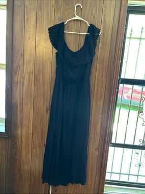City Chic Black Lace-Trim Maxi Dress
